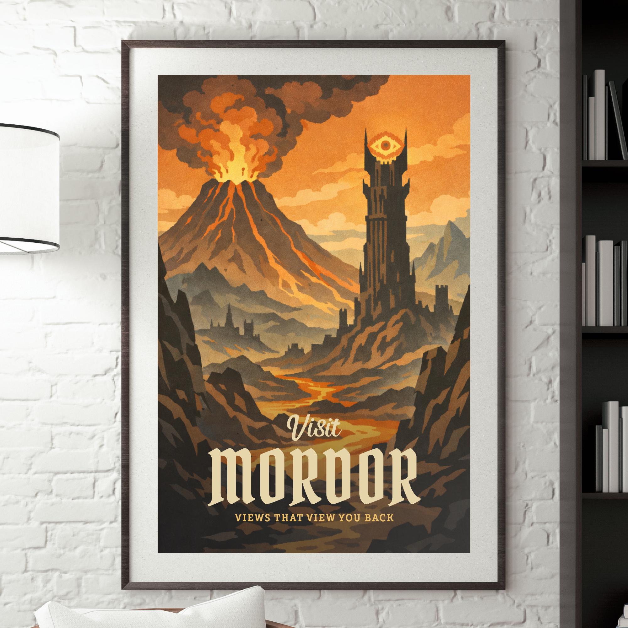 Visit Mordor Poster | Lord of the Rings Travel Art, Dorm Room Poster - Etsy