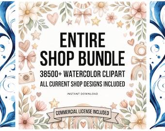 38500+ Digital Art Aquarell Clipart MEGA BUNDLE - Kommerzielle Nutzung Grafiken