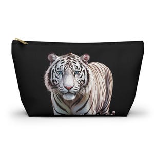 Elegant Tiger Design Accessory Pouch, Tiger Makeup Bag, Travel Organizer, Wildlife Lover Gift, Cute Animal Pouch
