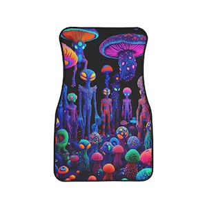 Vibrant Alien Floor Mat - Cosmic Art Car Mats, Sci-Fi Decor, Unique Gift for Car Enthusiasts, Colorful Dashboard Accessory