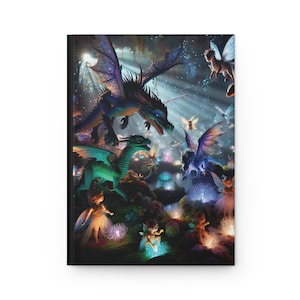 Fantasy Themed Hardcover Journal for Creatives, Dragon & Fairy Artwork, Gift for Writers, Sketchbook, Dream Journal, Eco-Friendly Notepad