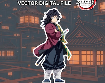 Giyu Tomioka - Dämonentöter - Hand gezeichneter Vektor von Chayeegraphy
