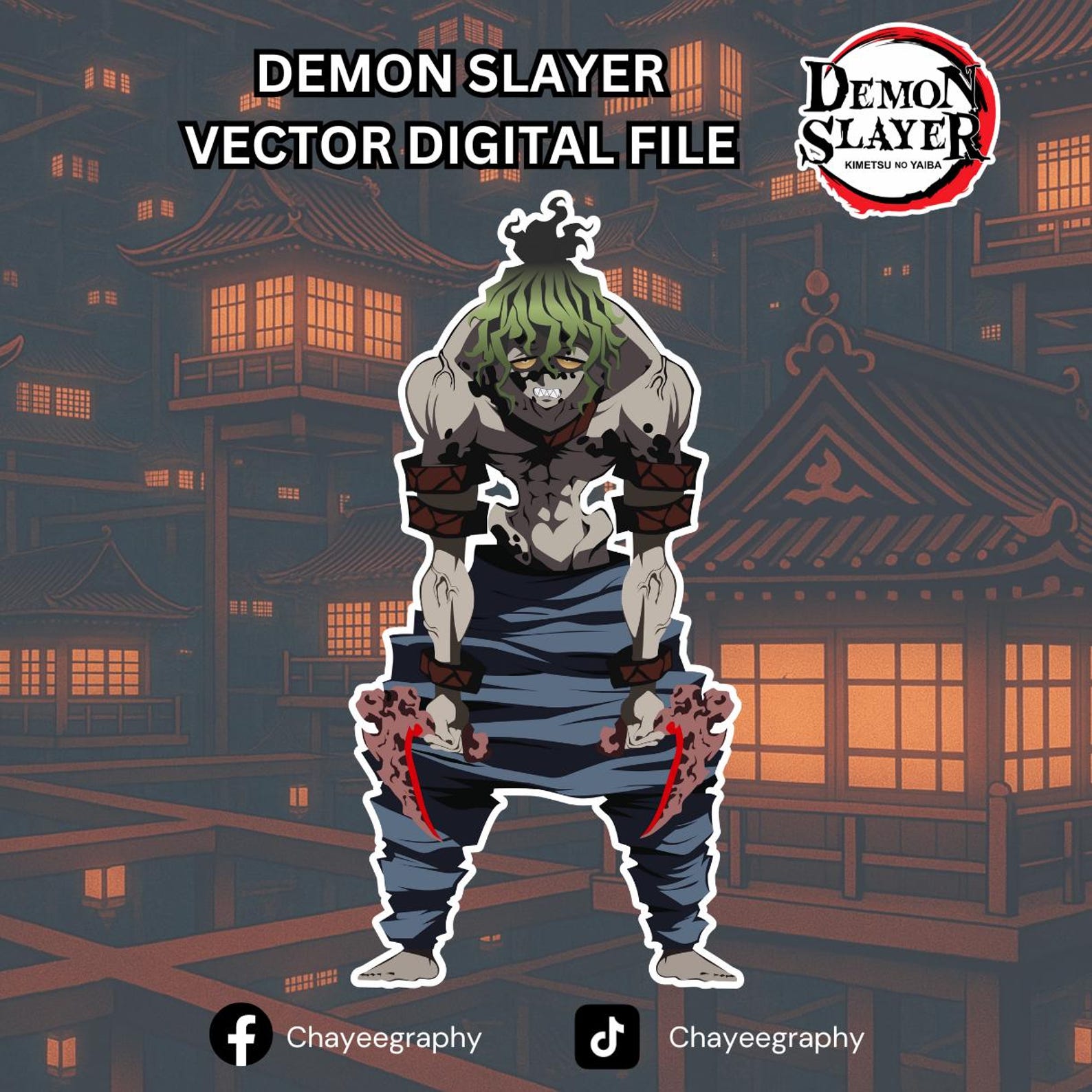 Gyutaro - Demon Slayer Hand Drawn Vector by Chayeegraphy - Etsy