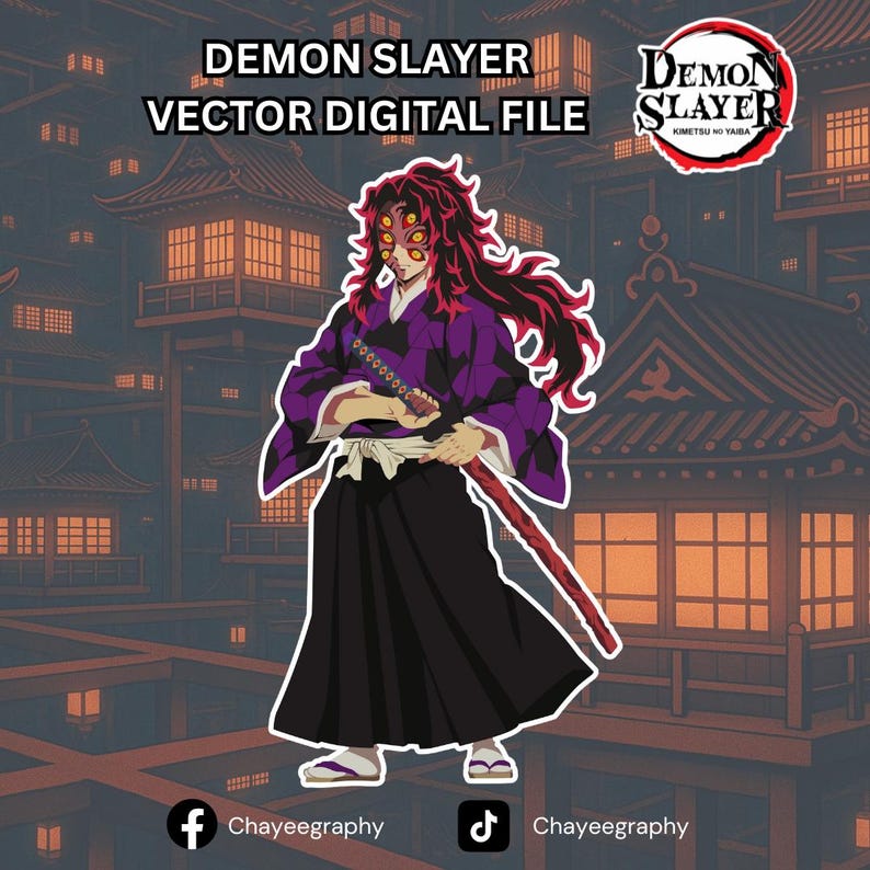 Kokushibo - Demon Slayer Hand Drawn Vector by Chayeegraphy - Etsy