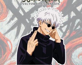 Satoru Gojo-Inspired Hand Drawn Vector PNG - Set 2 | Jujutsu Kaisen Anime Fan Art | Chayeegraphy