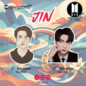 BTS Jin (Kim Seokjin) Hand Drawn Vector Art | Kpop Printable | Digital Download | Chayeegraphy