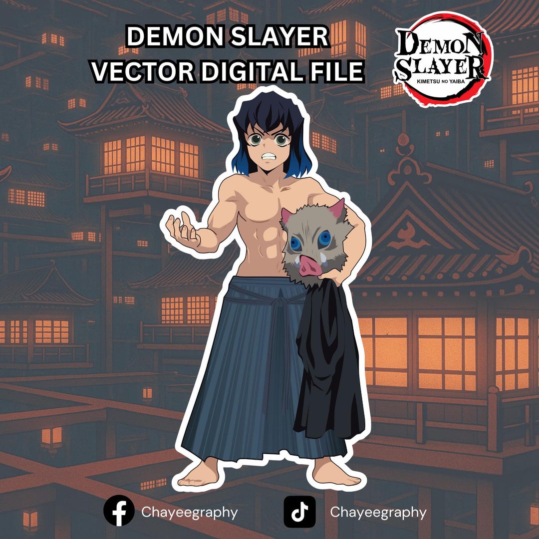 Inosuke Hashibira - Demon Slayer Hand Drawn Vector by Chayeegraphy - Etsy