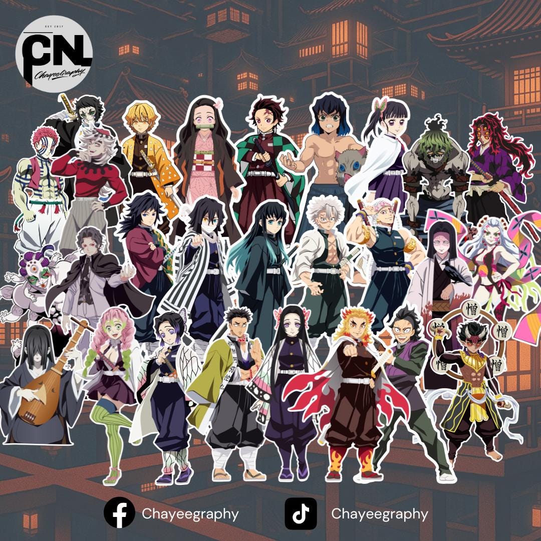 Demon Slayer Hand Drawn Vector by Chayeegraphy - Full Set 27 Characters ...