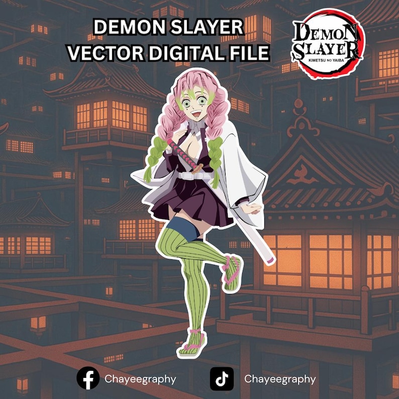 Mitsuri Kanroji - Demon Slayer Hand Drawn Vector by Chayeegraphy - Etsy