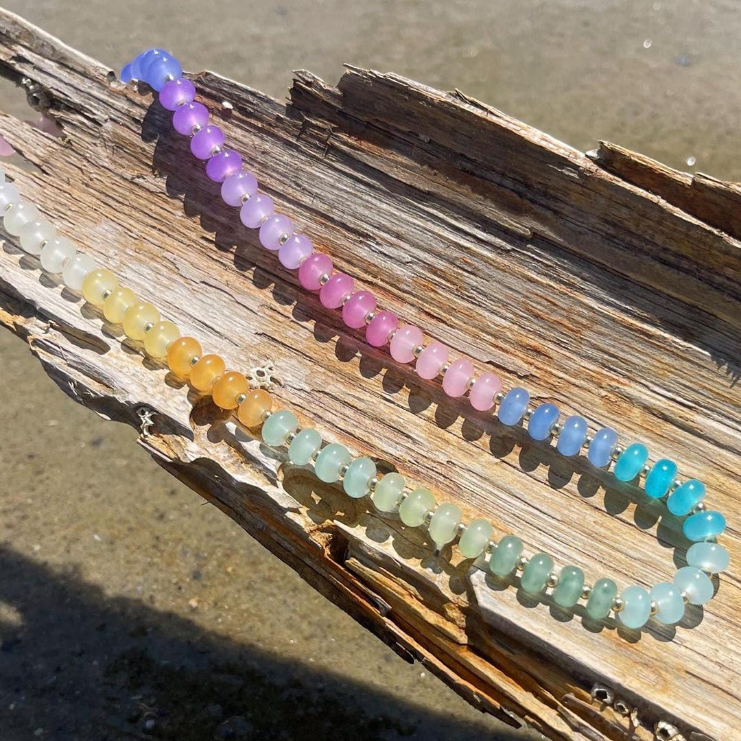 Handmade Colorful Rondelle Glass Beaded Necklace, Candy Necklace