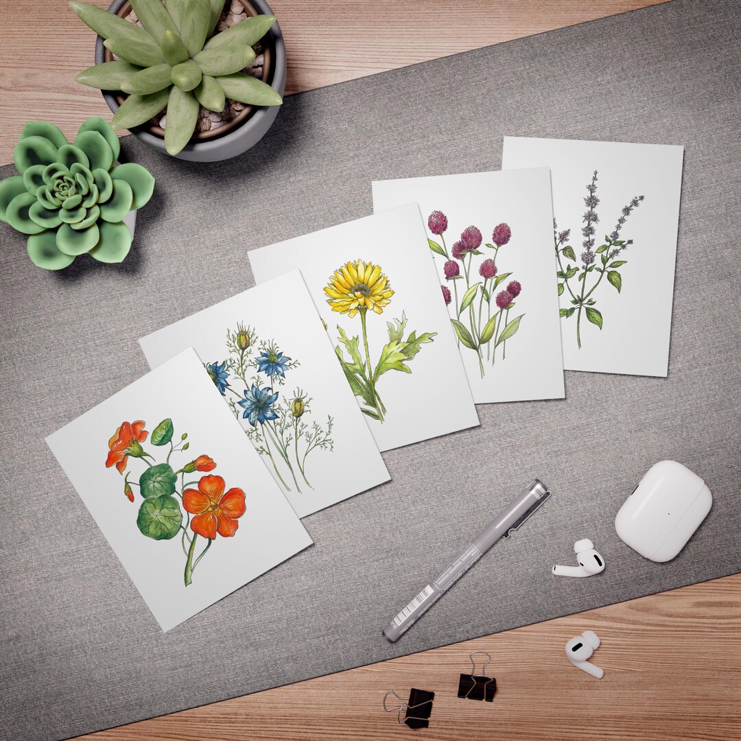 Watercolor Floral Greeting Cards Set #2 - Etsy