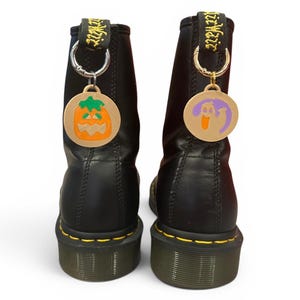 Halloween Cookie Boot Tag Charms | Cat Ghost Pumpkin Clips | Set of Two Novelty Food Shoe Accessory
