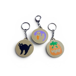 Halloween Cookie Keychain |  Cat Ghost Pumpkin Key Clip | Spooky Novelty Food Purse Charm Accessory