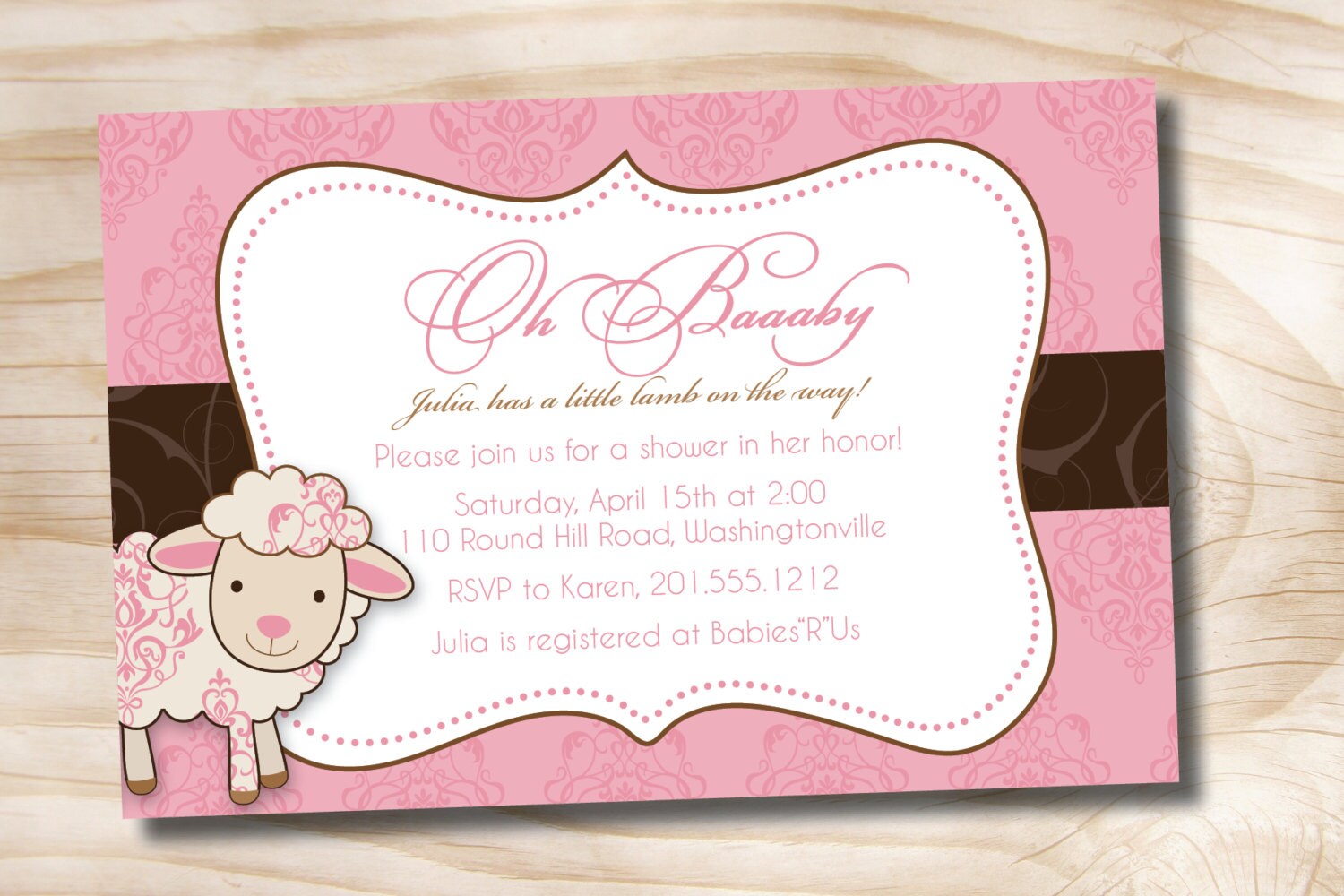 Little Lamb Sheep Baby Shower Invitation Printable Digital