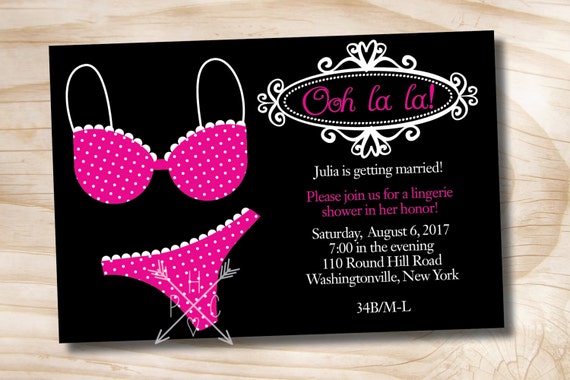 Printable invitation Ooh La La Lingerie Bridal Shower Invitation Bachelorette Party - Printable digital file or printed invitations Il_570xn