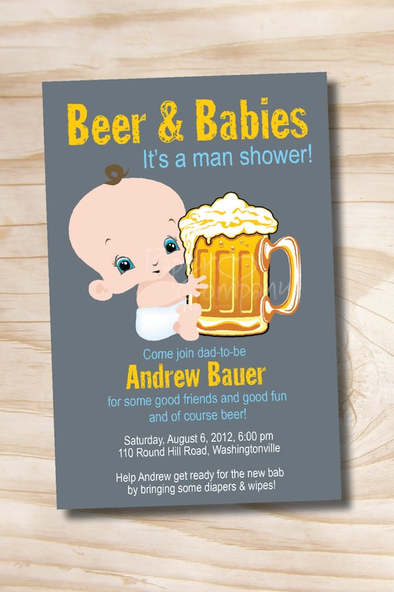 man shower beer and babies diaper party invitation printable etsy