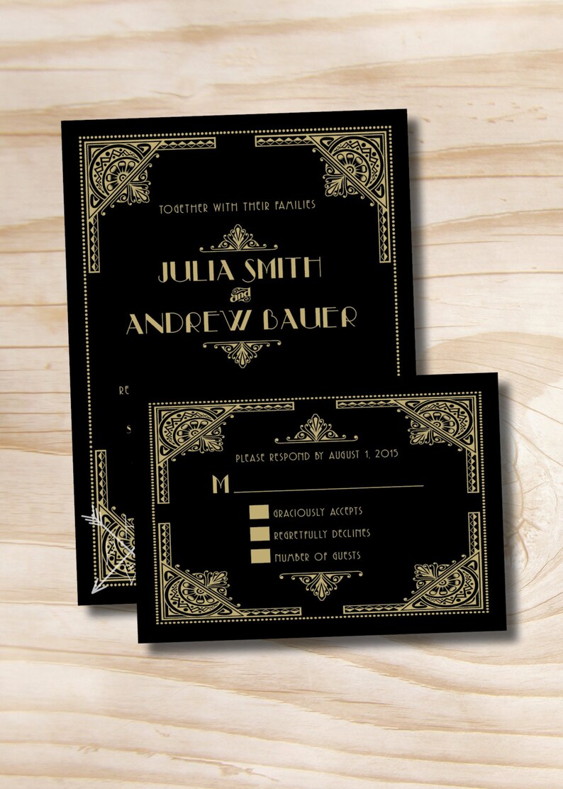 ART DECO GATSBY Wedding Invitation/Response Card