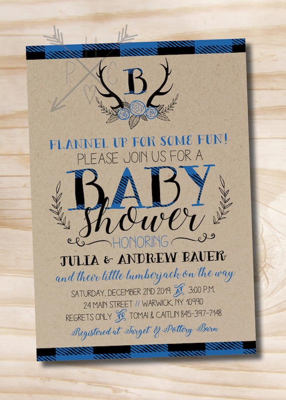 antler baby shower invitations