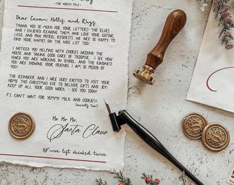 Personalized Letter From Santa, Handmade Paper, Wax Seal, Vintage Postage, Christmas Keepsake