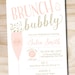 Brunch and Bubbly Bridal Shower Invitation, Confetti Glitter Bridal Shower Invitation - Printable digital file or printed invitations
