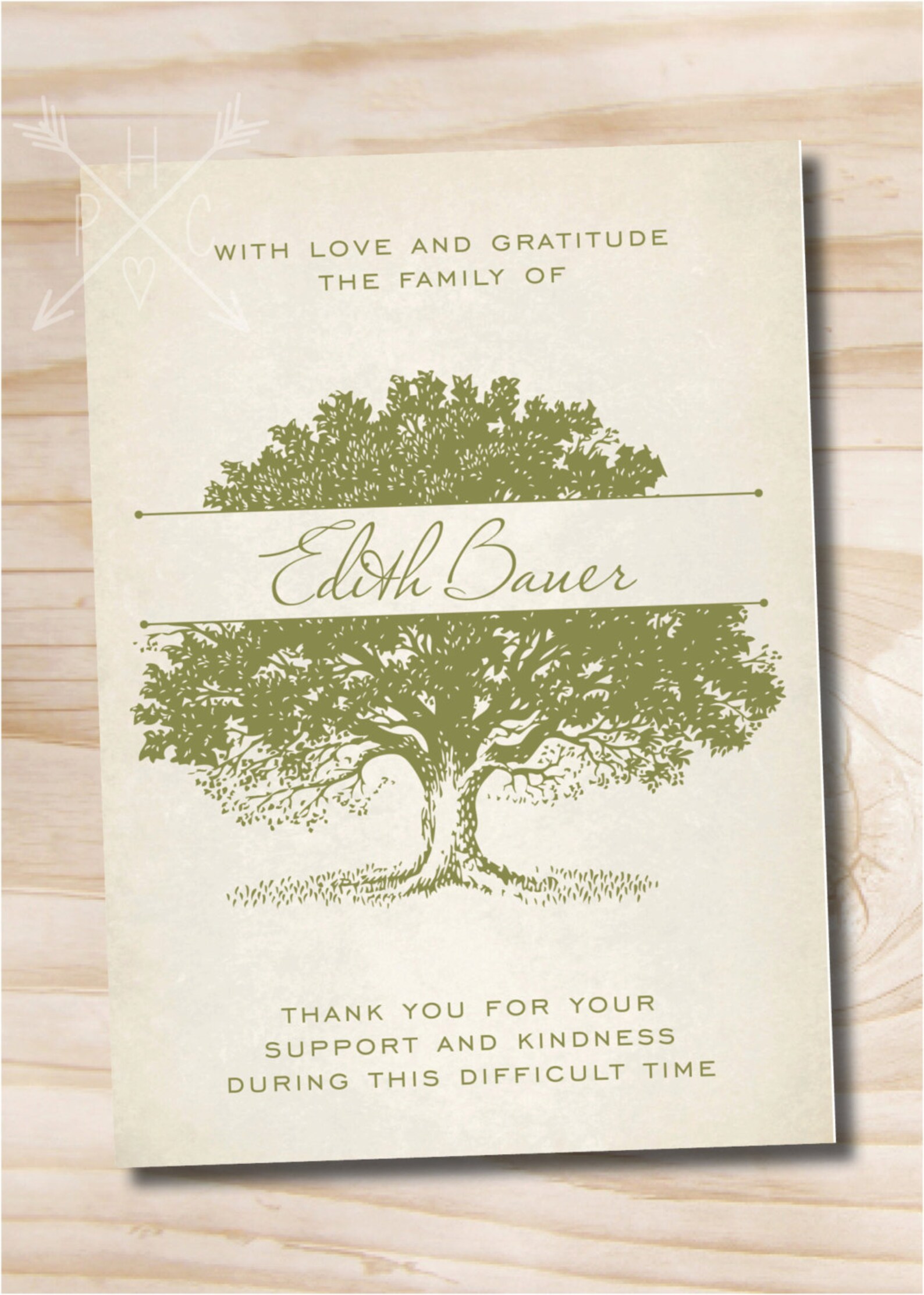 Oak Tree Tree of Life Sympathy Memorial Funeral Thank You - Etsy
