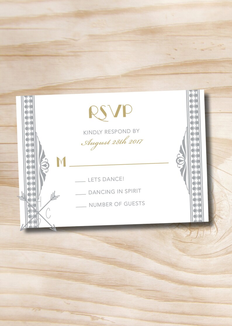 ART DECO GATSBY Wedding Invitation Response Card
