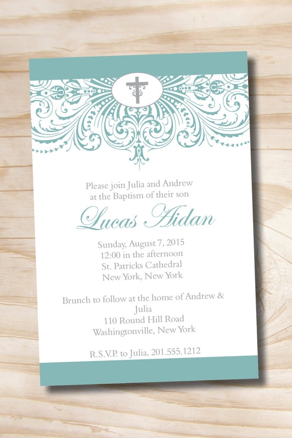 ORNATE BAPTISM Custom Baptism Invitation / Christening Invitation / Communion Invitation - Printable digital file or printed invitations Il_570xn