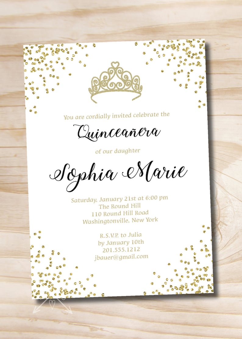 Gold Glitter Bat Mitzvah Quinceanera Quince Sweet 16 Birthday 