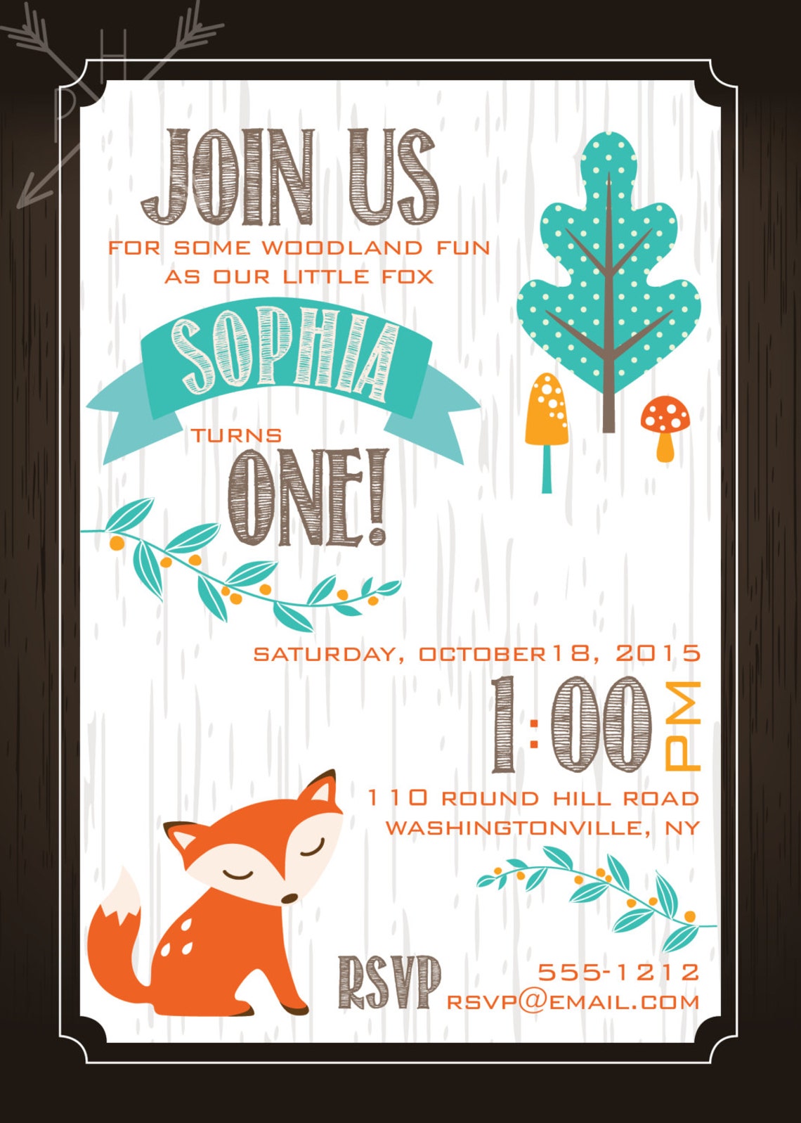Fox Birthday Party Invitation Printable Invitation - Etsy