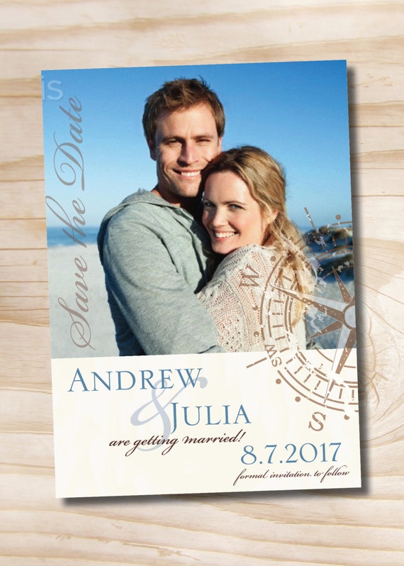 ANTIQUE COMPASS Wedding Save the Date - Printable digital file or printed invitations Il_570xn