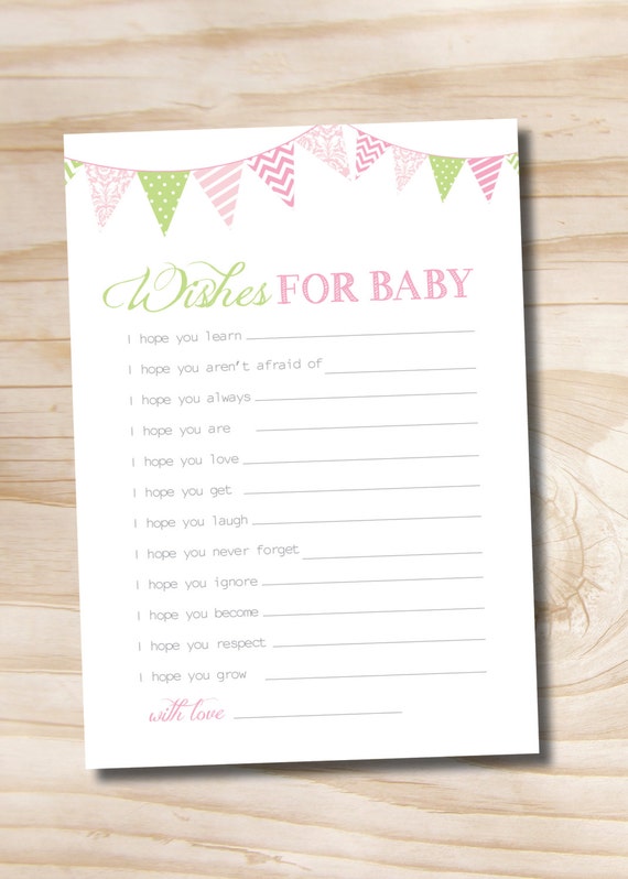 INSTANT DOWNLOAD Wishes for Baby Card BabyQ Flags - You Print Il_570xn
