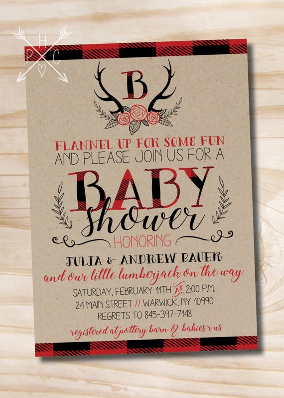 baby shower invitations buffalo plaid