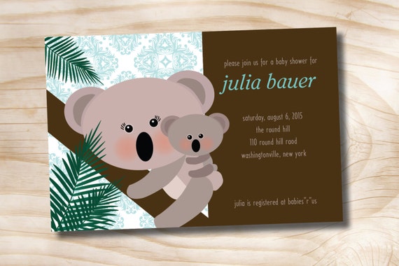 Classy Koala Baby Shower Invitation Printable Digital File Or Printed Invitations By Paper Heart Company Catch My Party Classy Koala Baby Shower Invitation Printable Digital File Or Printed Invitations By Paper Heart Company Catch My Party