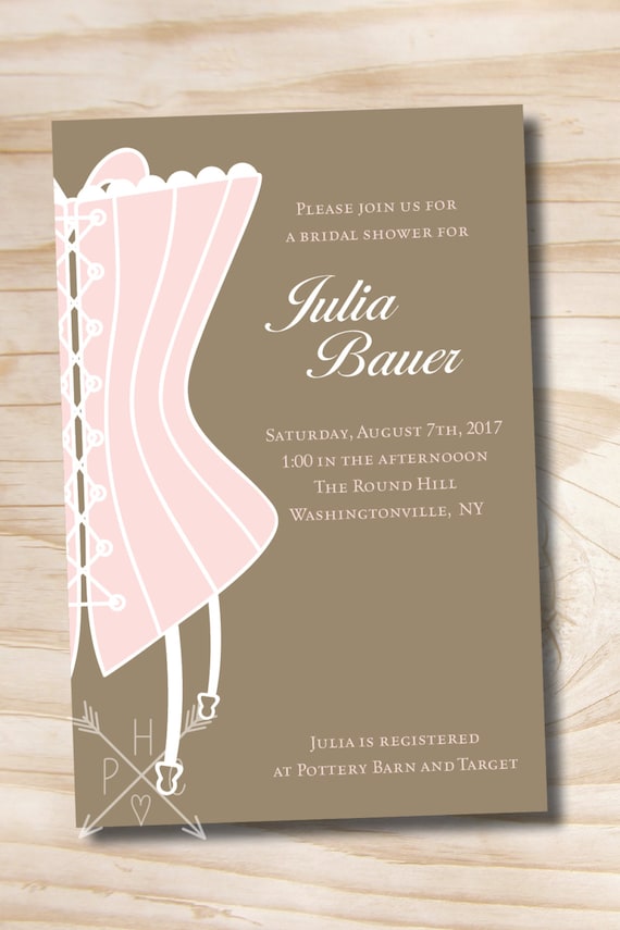 Corset Lingerie Bridal Shower Invitation / Bachelorette Party Invitation - Printable digital ...