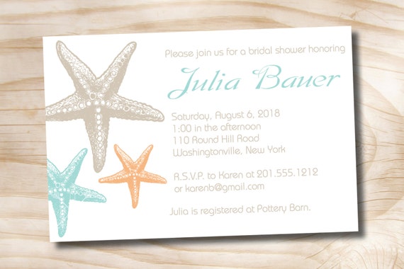 Starfish Elegance Bridal Shower Baby Shower Destination Wedding