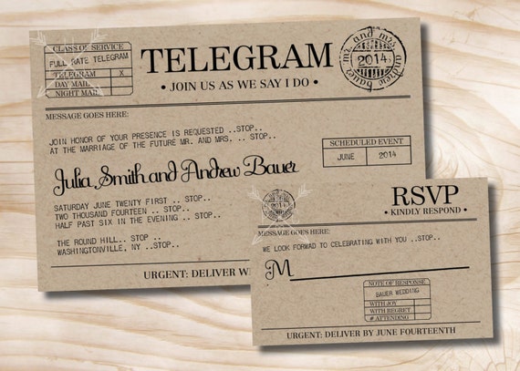 PERSONALISED VINTAGE AIRMAIL TELEGRAM WEDDING INVITATIONS PACKS OF 10 PERSONALISED VINTAGE AIRMAIL TELEGRAM WEDDING INVITATIONS PACKS OF 10