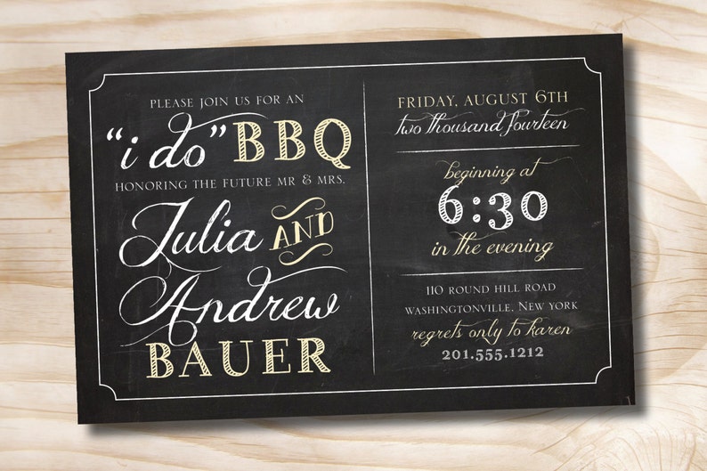 I DO BBQ Blackboard Chalkboard Engagment Party / Couples Etsy