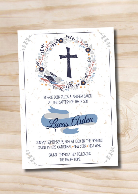 BLESSED DOVE Baptism Invitation / Christening Invitation / Communion Invitation - Printable digital file or printed invitations Il_570xn