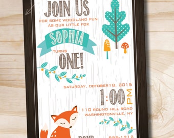 Fox Birthday Party Invitation Printable Invitation | Etsy