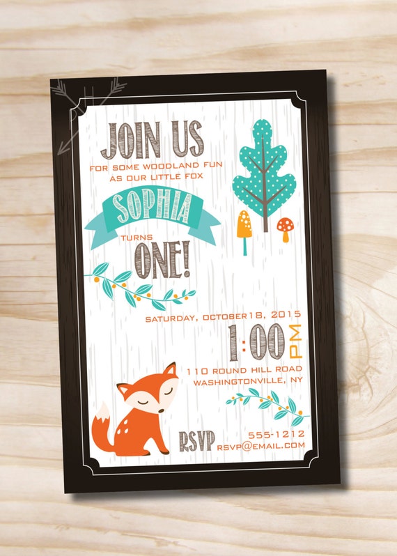 Fox Birthday Party Invitation - Printable Invitation Il_570xn