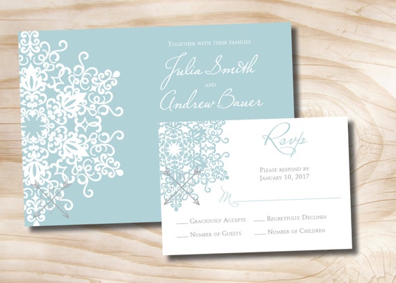 modern snowflake wedding invitation response card invitation suite snowflakes wedding invitations