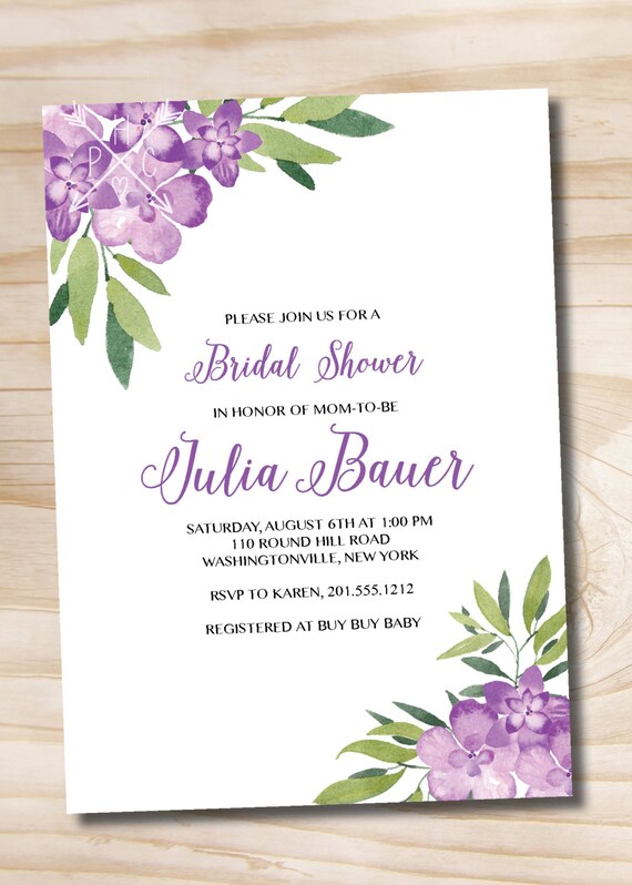 Tropical watercolor Floral Hawaiian Bridal Shower Invitation - Printable digital file or printed invitations Il_570xn