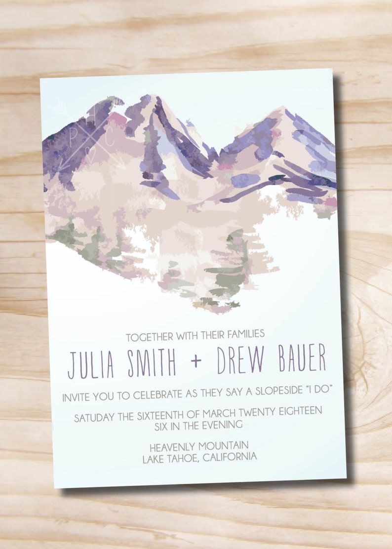 Watercolor Mountain Wedding Invitation Response Card Etsy