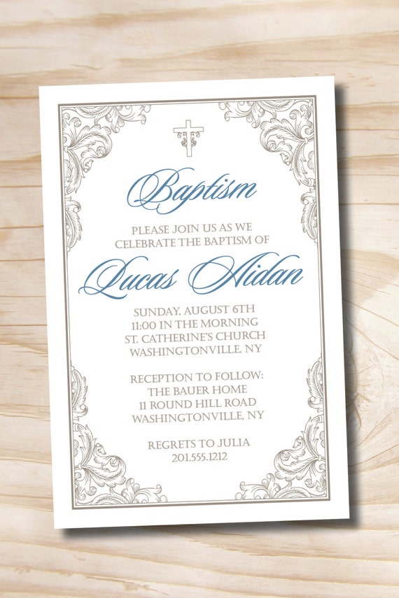 Elegant Baptism Invitation, Fancy Baptism Invitation, Communion Invitation, Christening Invitation, Boy Baptism, Girl Baptism Il_570xn