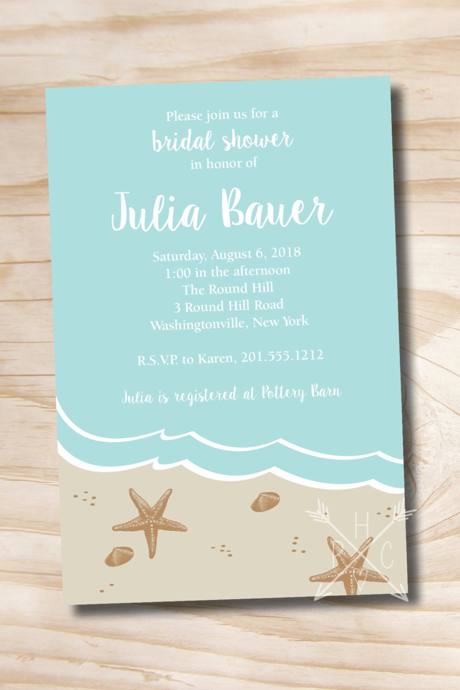 Beach Bridal Shower Invitation ocean sand Destination Wedding Etsy