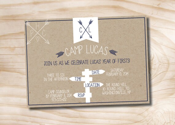 Camp Theme Birthday Invitation - Printable Invitation Il_570xn