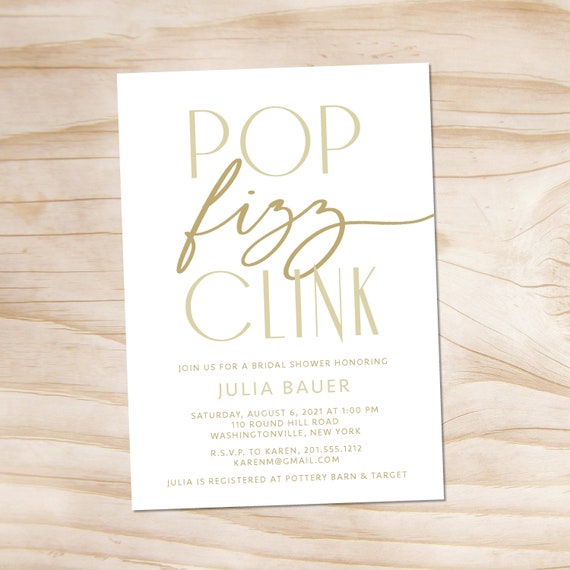 Pop Fizz Clink Champagne Bridal Shower - Digital or Printed Il_570xn