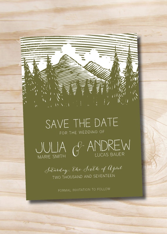 Wedding Stationery In the Wood Wedding Invitation and Reply Card Set ID417 Digital Printable Files