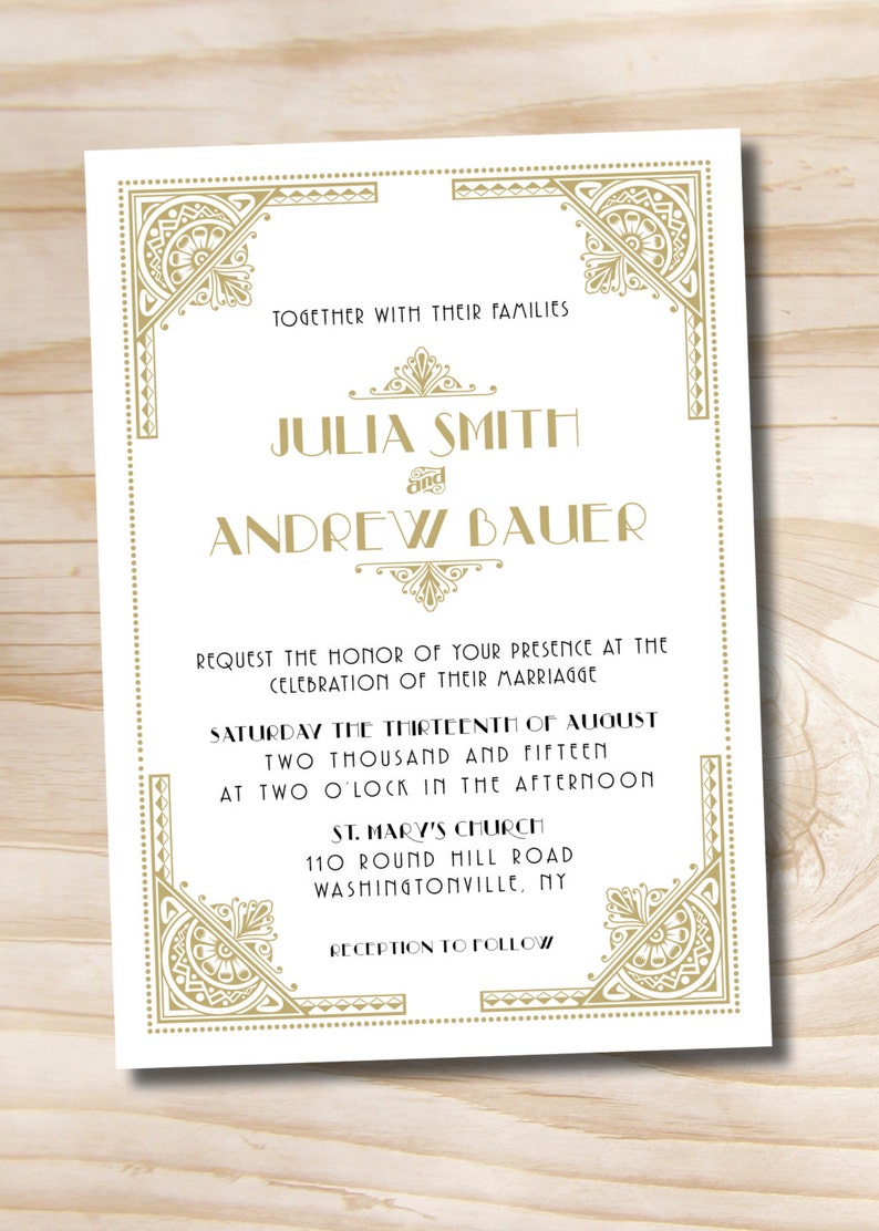 ART DECO GATSBY Wedding Invitation and Response Card Etsy