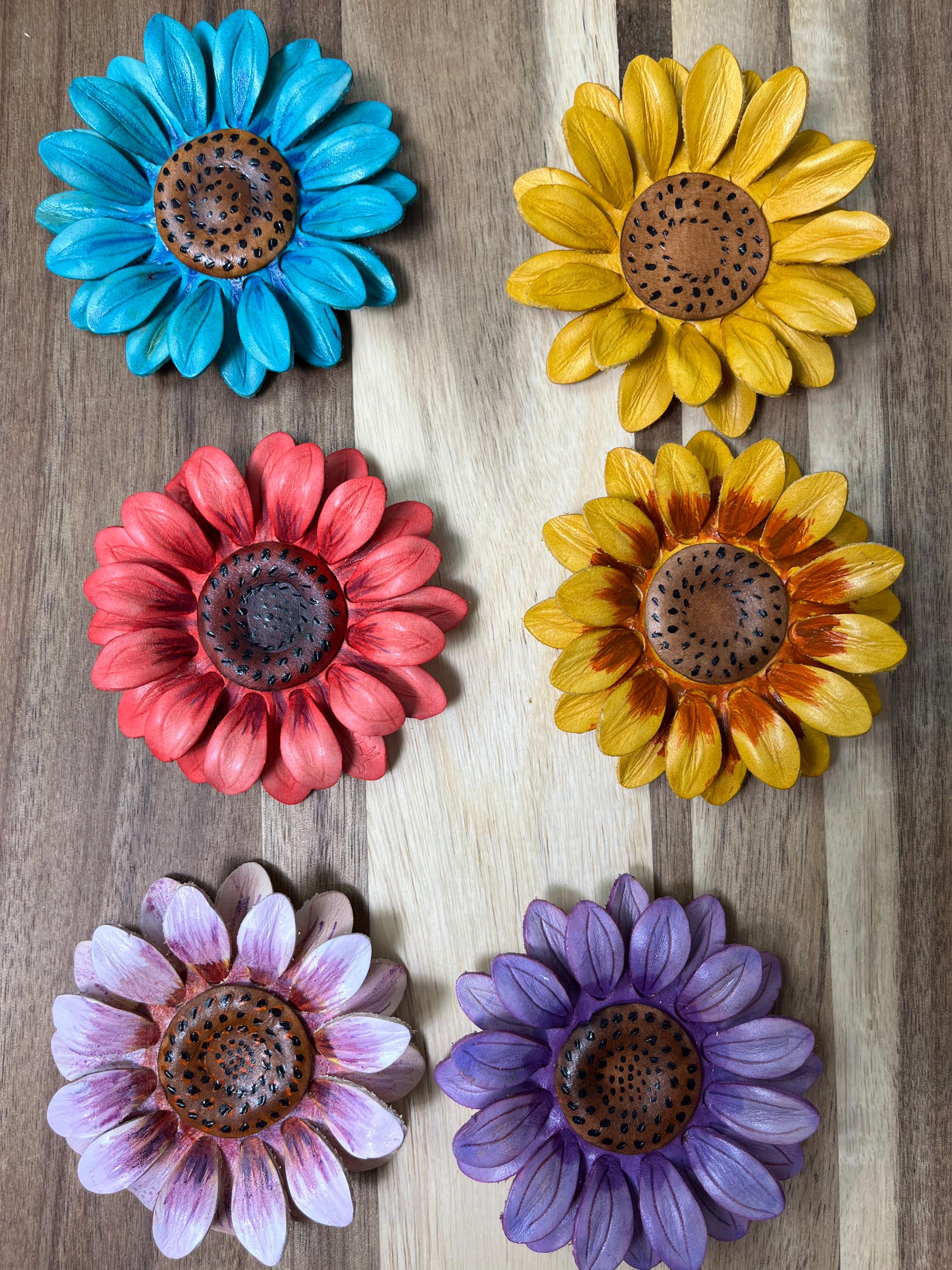 Women’s Floral suede leather pins  Set - Lilac, Silver, Black, Brown like new Purple Leather Flower Pin - Etsy main image 4
